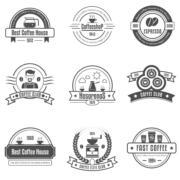 Coffee House Emblems Set