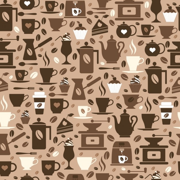 Free Vector coffee icons pattern