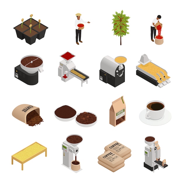 Free Vector coffee industry elements collection