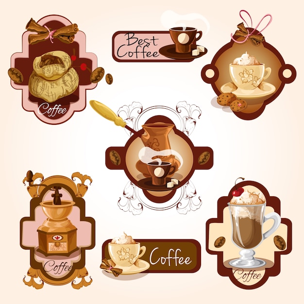 Free Vector coffee labels set