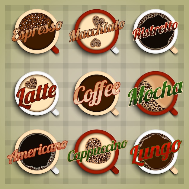 Free Vector coffee menu labels set