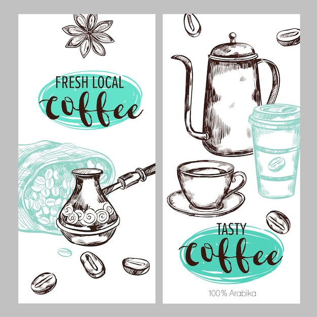 Free Vector coffee packaging illustration set