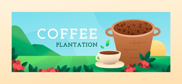 Free Vector coffee plantation gradient facebook cover