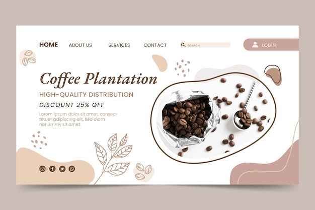 Free Vector coffee plantation hand drawn landing page