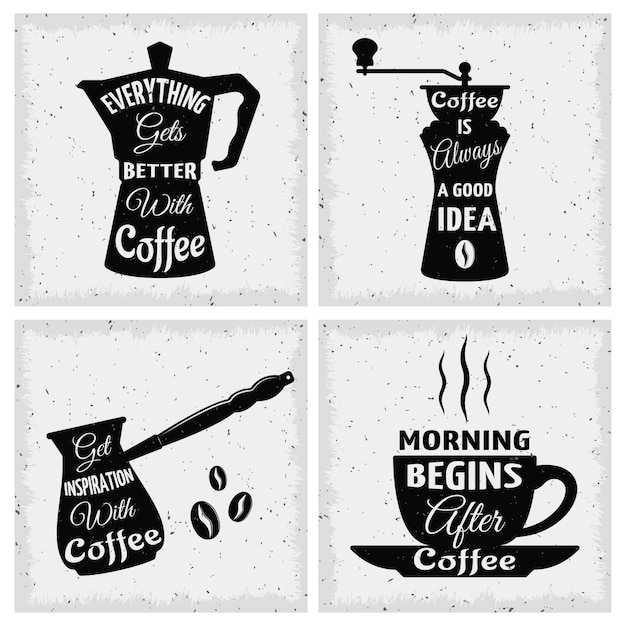 Free Vector coffee quotes icon set