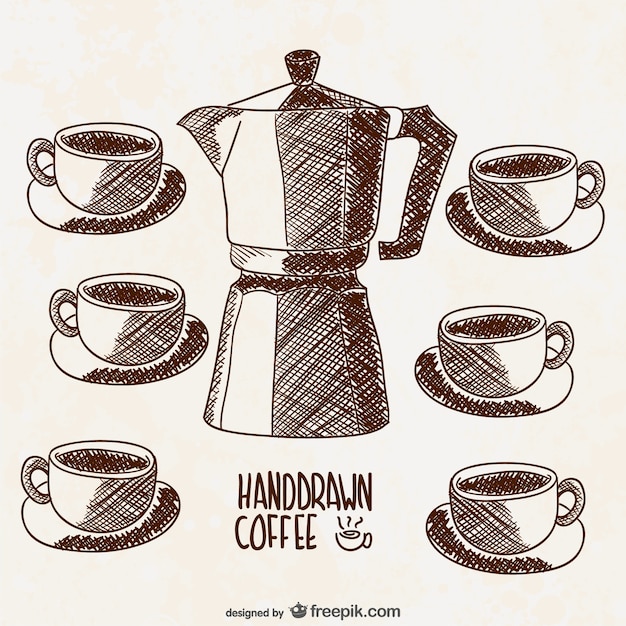 Free vector coffee set drawings