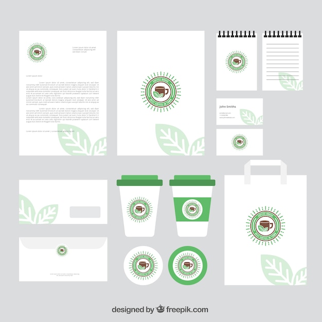 Free Vector coffee shop branding stationery