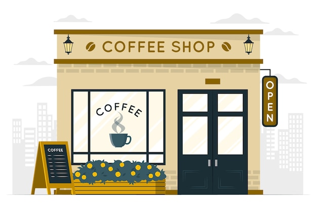 Coffee shop building concept illustration