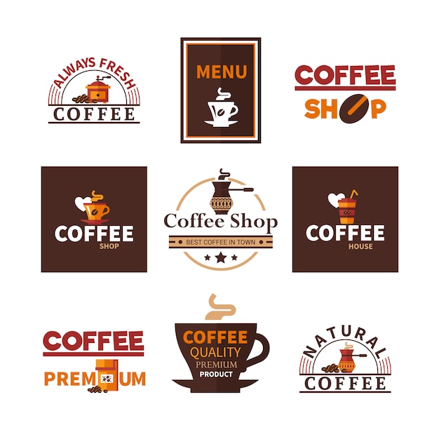 Free Vector coffee shop cafe emblems collection 