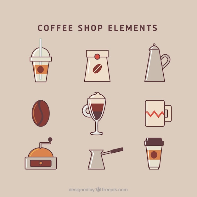 Coffee shop elements in flat design