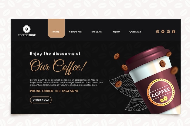 Coffee shop landing page template