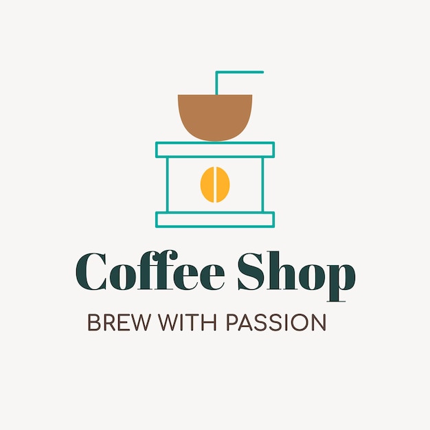 Coffee shop logo, food business template for branding design vector, brew with passion text