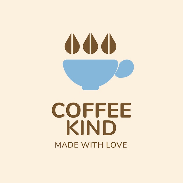 Coffee shop logo, food business template for branding design vector, coffee kind made with love text