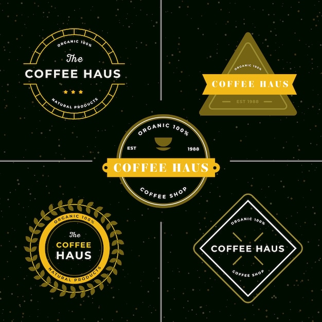 Free vector coffee shop retro logo collection