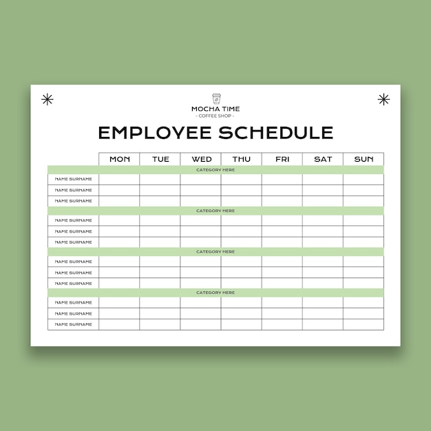 Free vector coffee shop schedule design