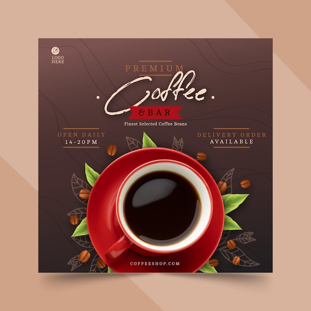 Coffee shop square flyer template