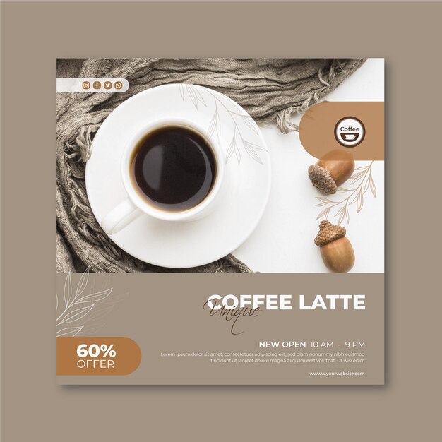 Coffee shop squared flyer template