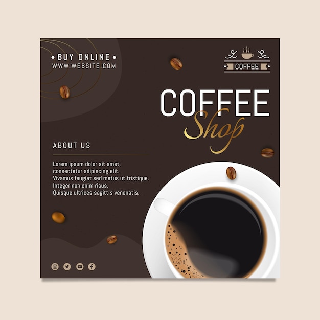 Coffee shop squared flyer template