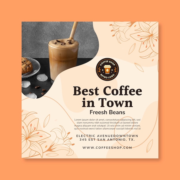 Coffee shop squared flyer template