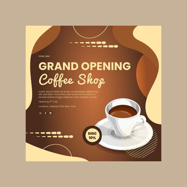 Coffee shop squared flyer template