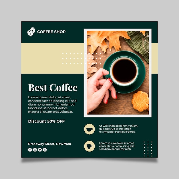 Coffee squared flyer template