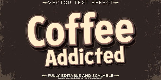 Free Vector coffee text effect editable bean and brown text style