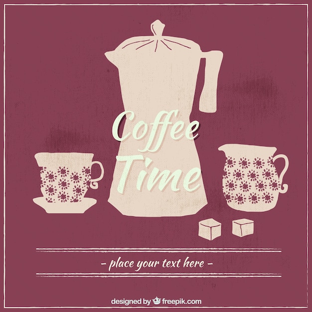 Free Vector coffee time with a coffee maker and red background