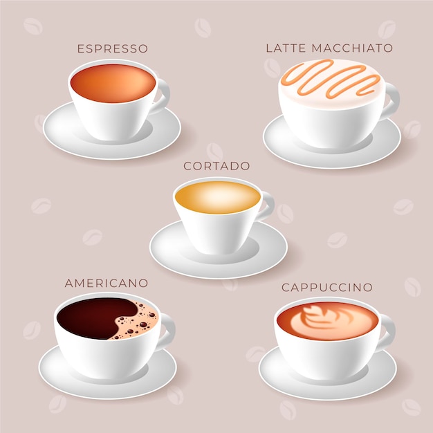 Free Vector coffee types concept