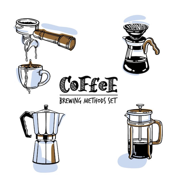 Coffee types illustration concept