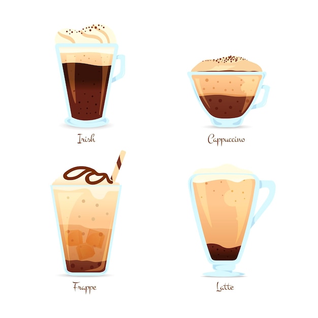 Free vector coffee types set