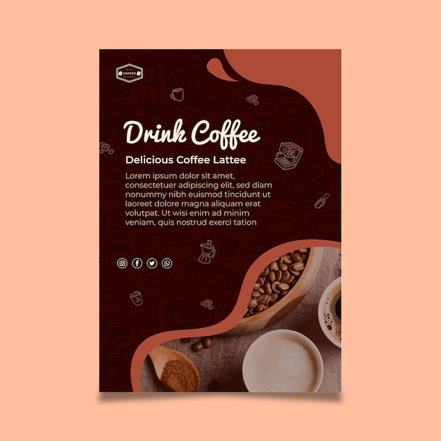 Free Vector coffee vertical flyer template