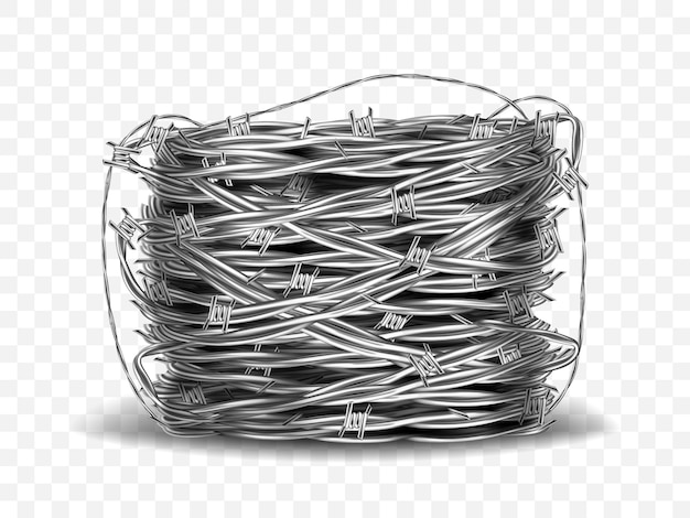 Free Vector coil of metal steel barbed wire with thorns