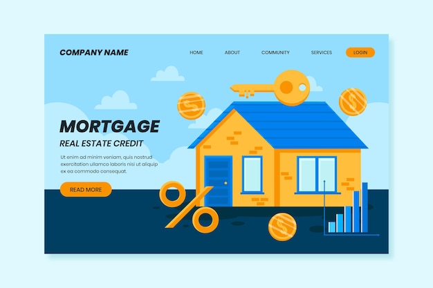 Coins and mortgage landing page concept