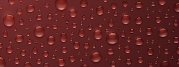 Cola, coffee, whiskey background with drops. Bubbles of soda, beer or water drink abstract texture. Transparent aqua random droplets pattern on brown backdrop 3d design, Realistic vector illustration