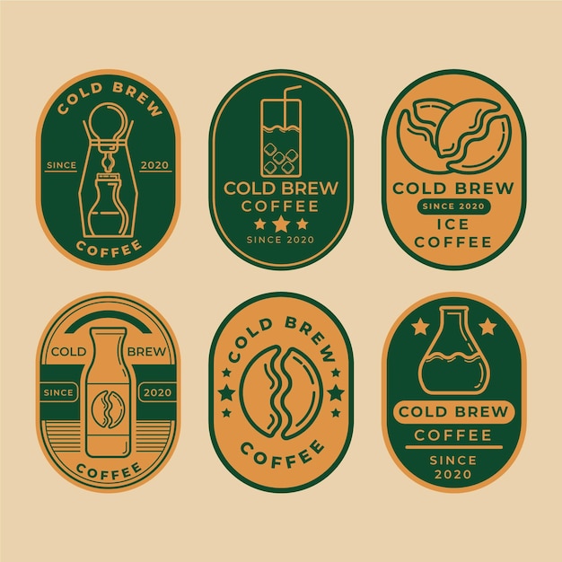 Free Vector cold brew coffee labels