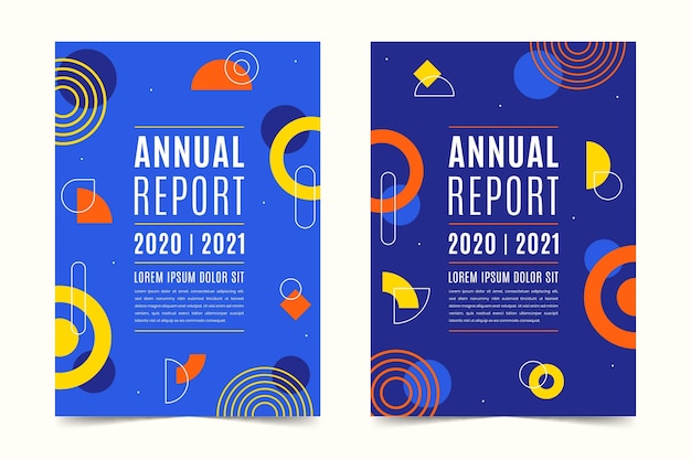 Collection of abstract annual report templates