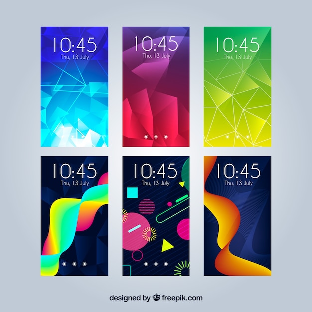 Free Vector collection of abstract colorful wallpaper for mobile