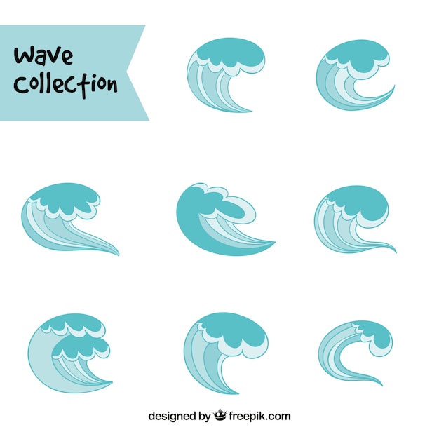 Collection of abstract hand drawn waves