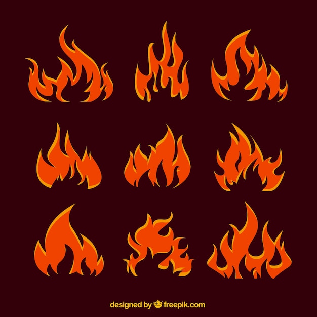 Free vector collection of abstract orange flames