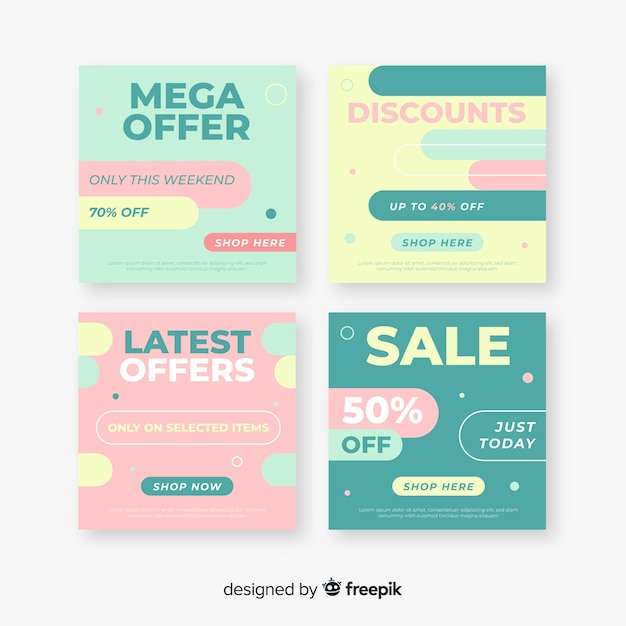 Collection of abstract sale banner for social media