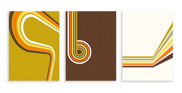 Collection of abstract set of retro lines poster background