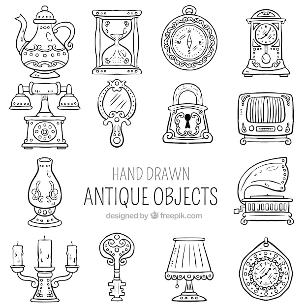 Free vector collection of antique hand-drawn objects