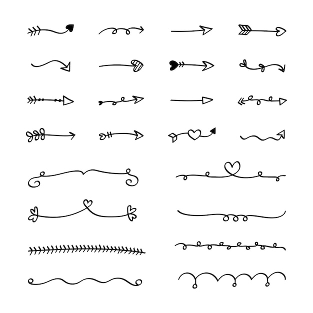 Free Vector collection of arrows doodle style illustration