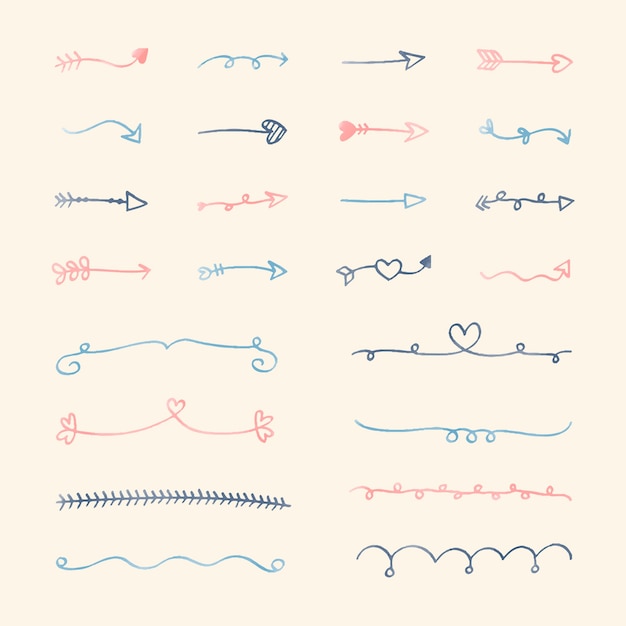 Free vector collection of arrows doodle style illustration