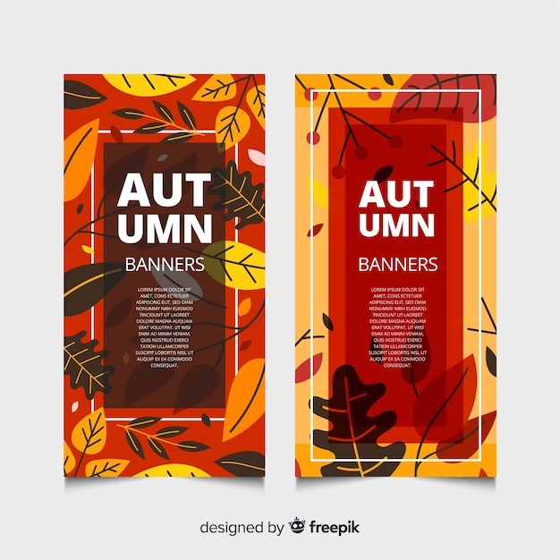 Free vector collection of autumn banner flat style