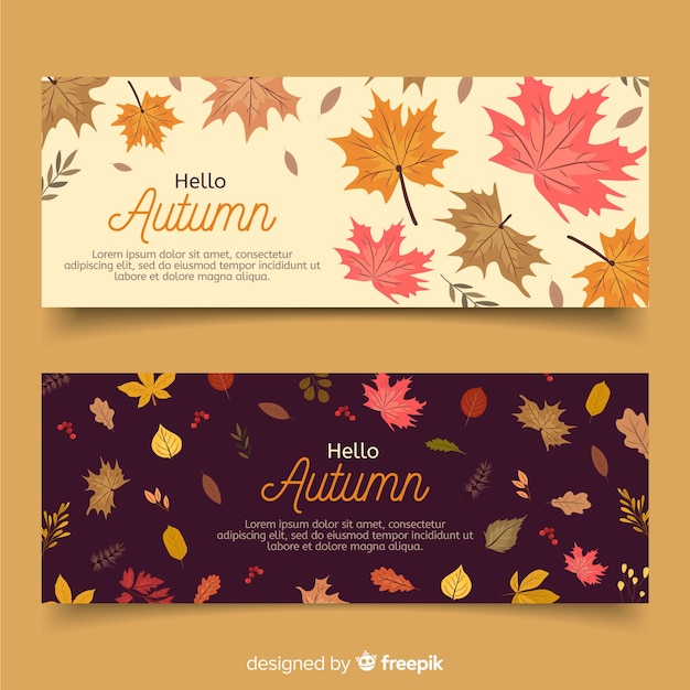 Collection of autumn banner hand drawn style