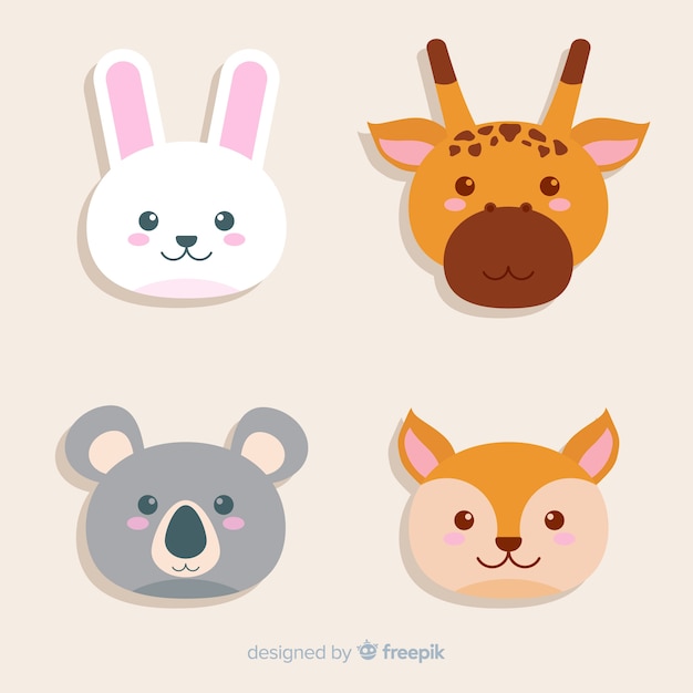 Collection of autumn forest animals flat design