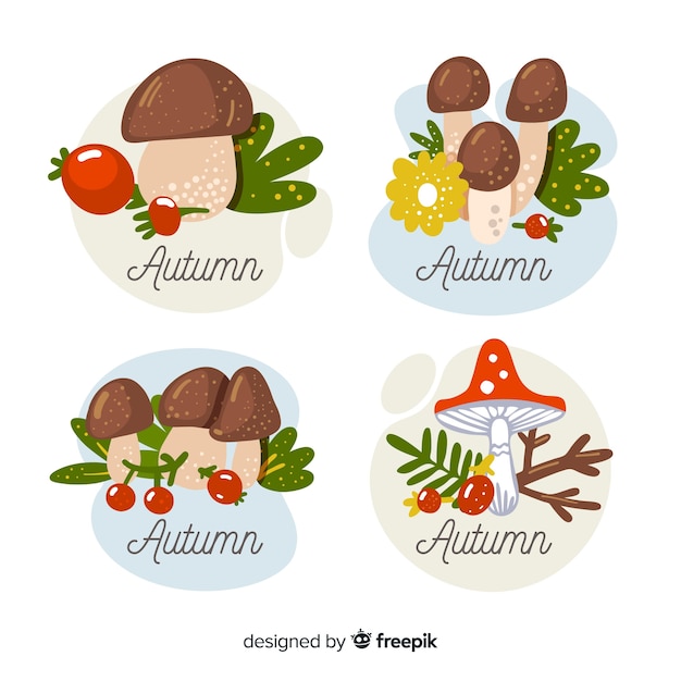 Free Vector collection of autumn labels flat design