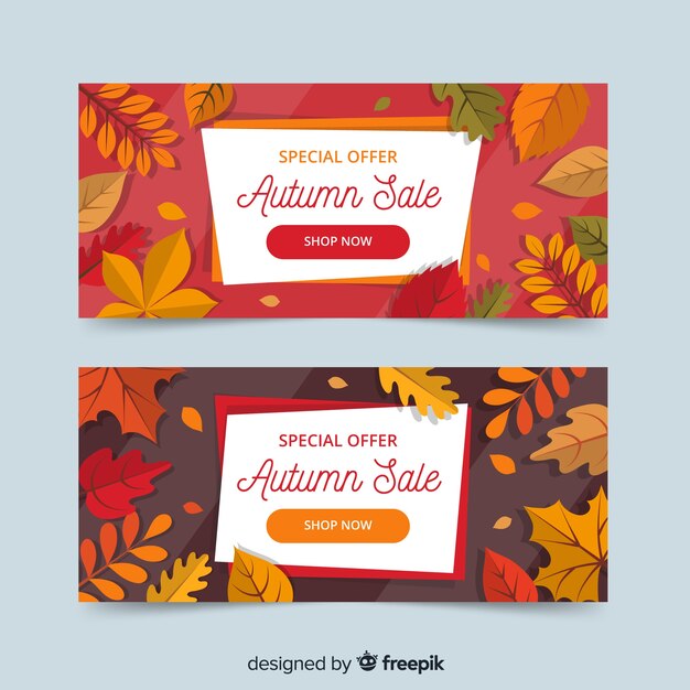 Collection of autumn sales banner flat design