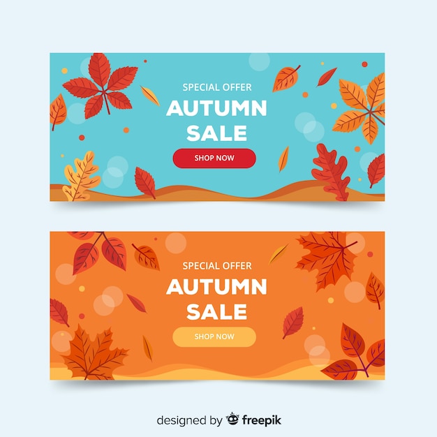 Collection of autumn sales banner flat design